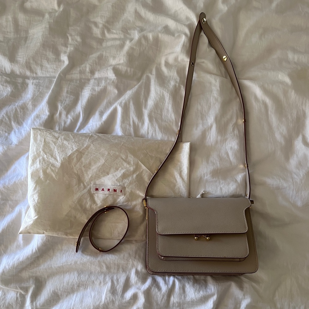 Marni saffiano beige trunk bag